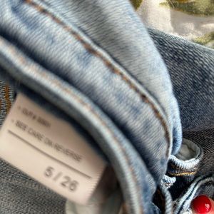 KanKan size 5 distressed straight leg button fly denim